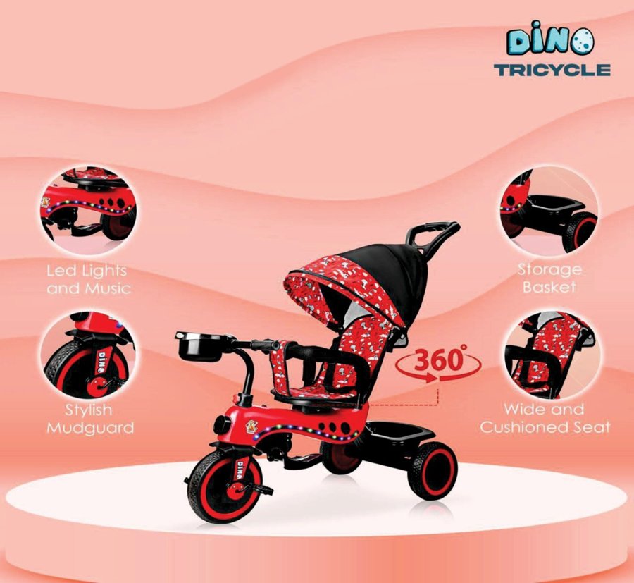 Dino tricycle with hood